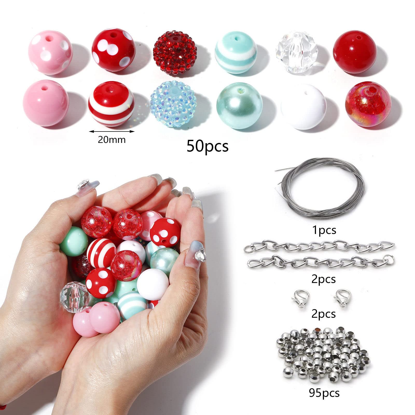 Amazon.co.jp: 約50個 大玉 ネックレス作成セット アクリルビーズ